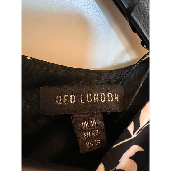 QED London NWT flare  black & tan floral print dress. Sz 14. UK and 10 US Lined. - Picture 7 of 14